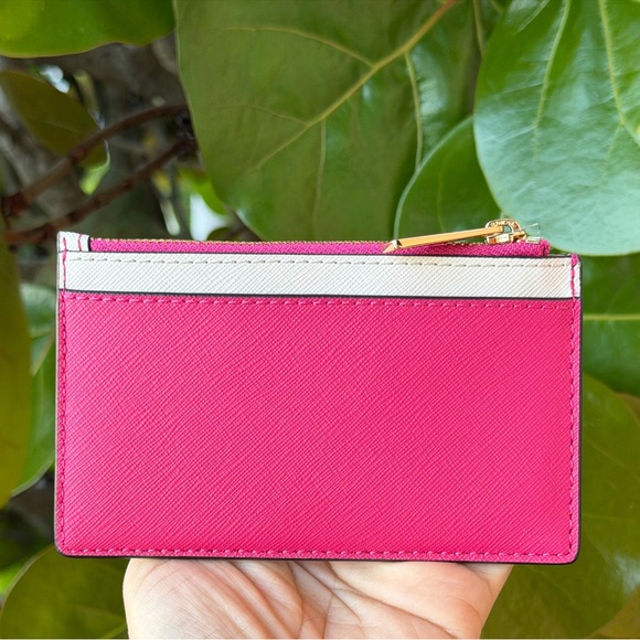 Michael Kors Jet Set Top Zip Card Case Wallet Electric Pink Multi - Picture 3 of 12